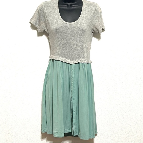 Funktional Anthropologie Woman Gray Green Short Sleeve Dress Size S - Picture 1 of 16
